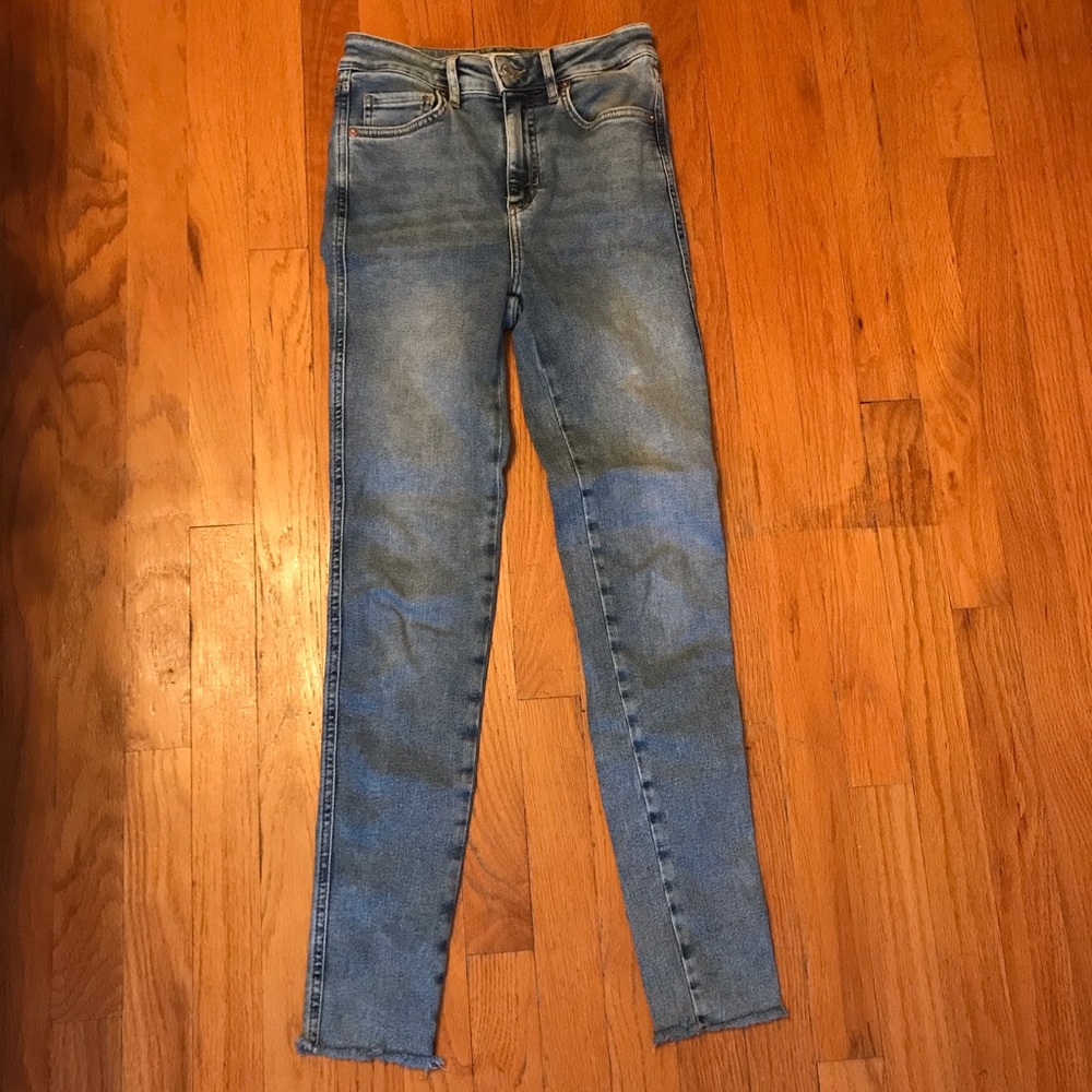 Free people frayed hem high waisted skinny jeans